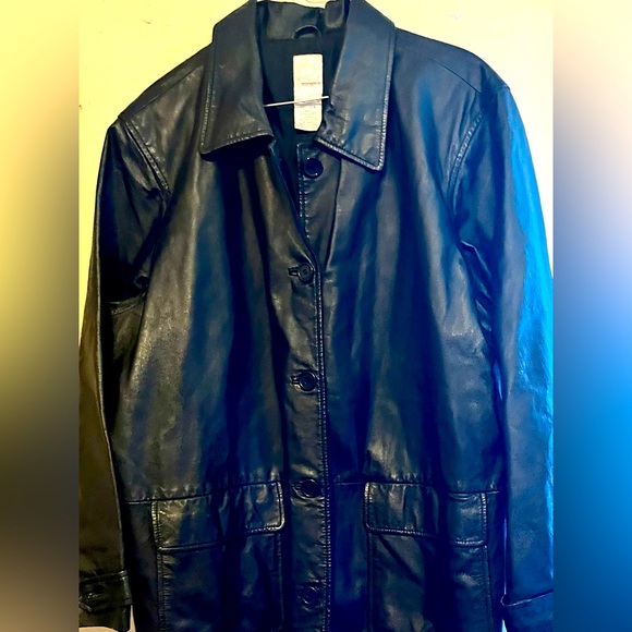 Roaman’s black leather coat size 18 in great condition - Picture 2 of 5